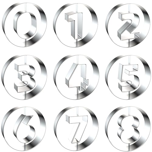 Comais Linzer Number Shaped Cookie Cutters Stainless Steel 9Pcs 3.5in Round - size: 3.5-Inch Round Edge