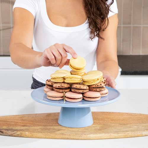 THE Cake Stand, 10 Inch Ceramic Pedestal Dessert Stand, Periwinkle - color: Periwinkle