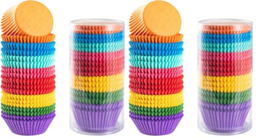 Bright Rainbow Standard Cupcake Liners Solid Colorful Paper Baking Cups 400-Count (Pack of 2) - size: Standard Size (Pack of 2)