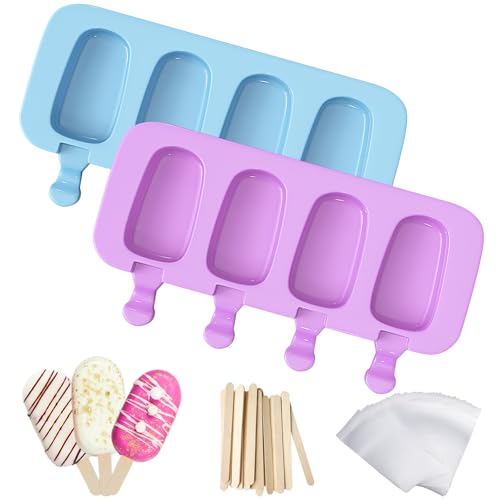 Ozera Popsicles Molds, 2 Pack Silicone Cake Pop Molds Cakesicle Maker Set - color: Blue and Purple