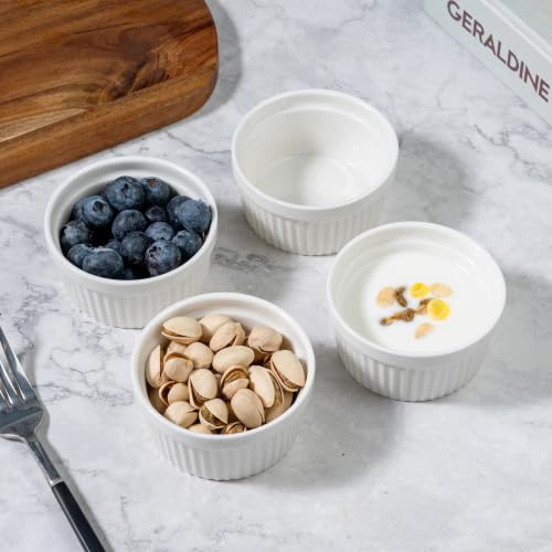 4oz White Ramekins Set of 4,Creme Brulee Ramekins Oven Safe,Ceramic Custard Cups Ramiken for Baking,Souffle Ramekin Bowls for Pudding Ice Cream - color: WHITE
