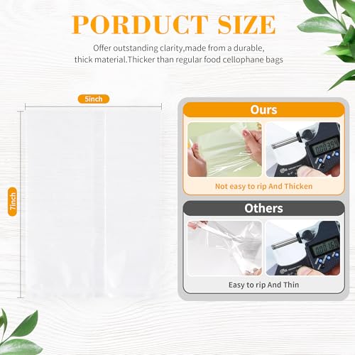 100Pcs 5x7 Clear Individual Cookie Bags, Heat Seal Bag - color: Clear, size: 5 x 7