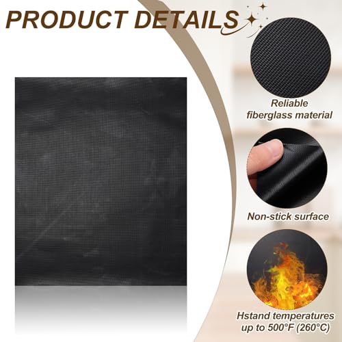 uxcell 4 Pack Oven Liners 15.7x13" 0.1mm Thick Oven Mats Black - color: Black, size: 15.7 x 13"(0.1mm Thick)