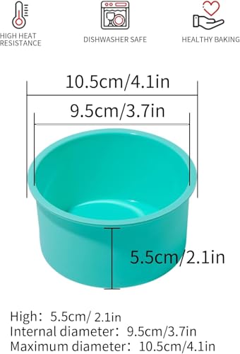 Silicone Mini Round Cake Molds, 4 Inch, Green, Set of 6 - color: Green