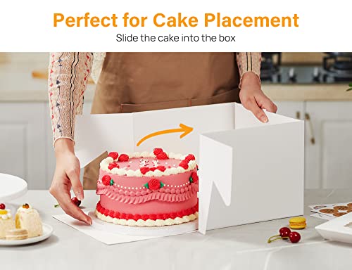 Kootek 15 Pack Cake Boxes 10 inch, 10x10x8 Tall Cake Box with Clear Window - size: 10x10x8 in
