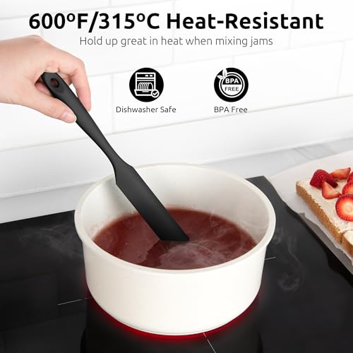 U-Taste Skinny Silicone Jar Spatula Scraper, 10in Sourdough Tool, Black - color: Black, size: 9.72 in