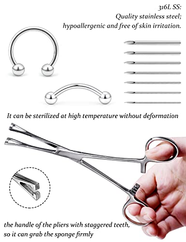 Vsnnsns 9 Style 316L Surgical Steel Body Piercing Tools Kit Piercing Clamps Forceps Use for Nose Septum Lip Tongue Eyebrow Belly Rings Ear Dermal Piercing Jewelry Kit Tools - color: Style 2, Piercing Clamp Forceps