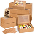 NEOACT 60pcs Cookie Boxes with Window for Gift Giving, 9x6x3in Bakery Boxes
