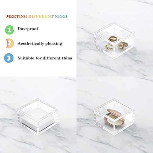 AITEE Acrylic Box with Lid, Small Square Storage Case with Multi-Purpose - size: Small