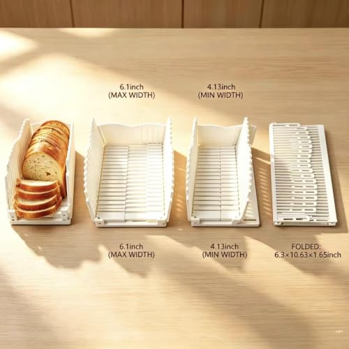 Bread Slicer Adjustable Foldable Cutter BPA Free white