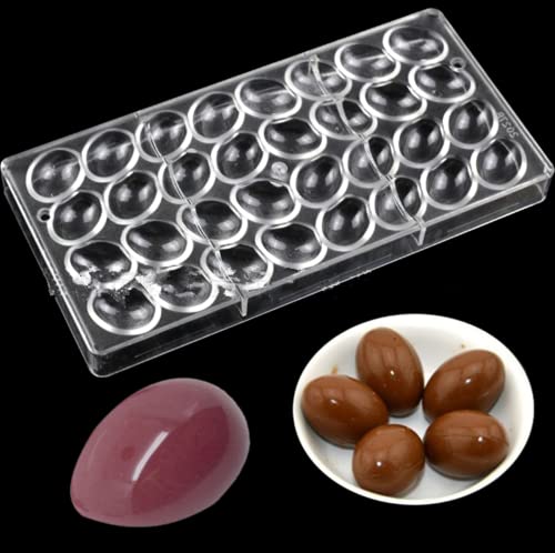 HAPYLY 32 Grid Oval Egg Shape Chocolate Candy Mold PC Polycarbonate Chocolate Making Mould (Oval Egg Shape) - size: Oval Egg Shape