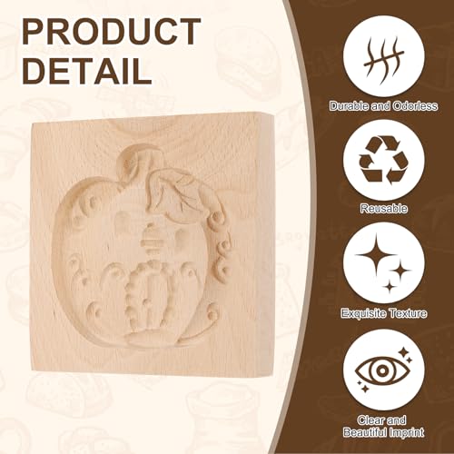 uxcell Cookie Stamp Wooden Cookie Cutter Baking Tools Pumpkin House