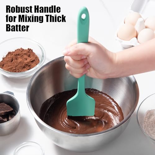 Doosu 600°F Heat Resistant Silicone Spatula Spoonula, 2‑Piece, Aqua+Red - color: Aqua+Red, size: Flat & Spoon Spatulas