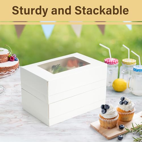 LotFancy 6 Pack Cupcake Boxes 6 Count, Cupcake Containers with Window