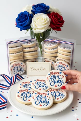 Happy 4th of July 3D Cookie Cutter and Stamp, 3.15-inch American Independence Day Patriotic Relief Circular Mold for Fondant, Crafts, Cold Dough, Cookies, Icing - color: Happy 4th of July