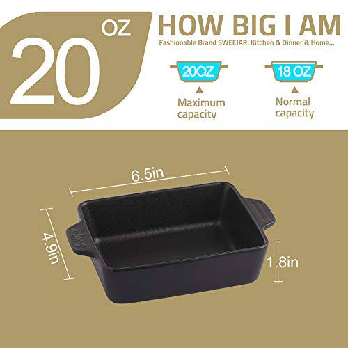 Sweejar Ceramic Baking Dish, Rectangular Small Baking Pan with Double Handles, 20 Oz for Cooking, Brownie, Kitchen, 6.5 x 4.9 x 1.8 Inches(Navy) - color: Navy, size: Rectangle 6.5 x 4.9IN