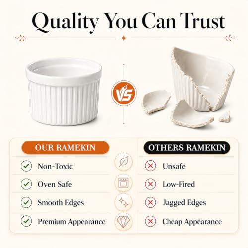WERTIOO Ramekins 4 oz Oven Safe, 12 Pack Creme Brulee Ramekin Baking Dishes - size: 4 OZ