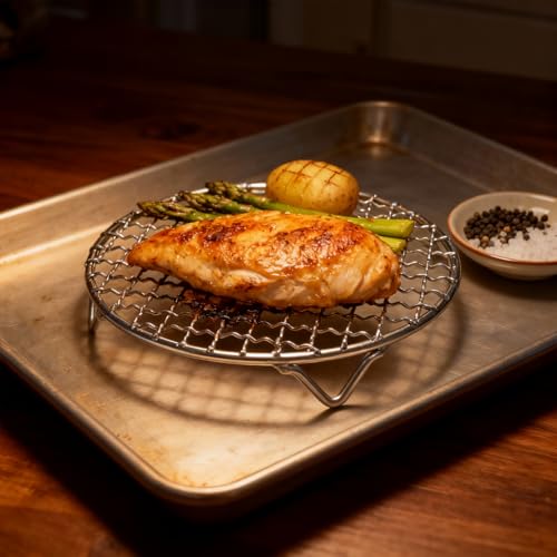 Cooling Rack 6.5 Inch Round Stainless Steel - Multi-Use Wire Rack for Cooking, Baking, Cookie Cooling, Steaming & BBQ - Sturdy 20mm Legs for Even Airflow, Durable Versatile Kitchen Tool for Home Baker - size: 6.5 inch