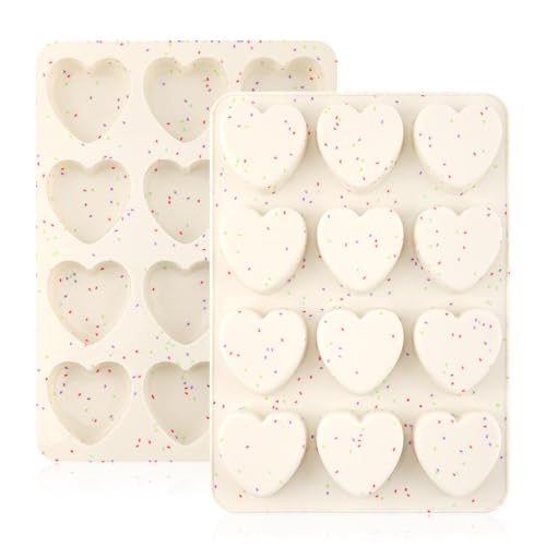 Heart Shaped Silicone Mold 2 Pack, 24 Cavity Mini Egg Bite and Baking Mold