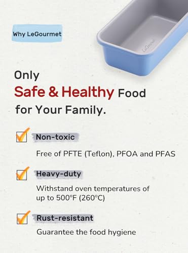 LeGourmet Nonstick Bread Loaf Pan 9 X 5 Inch, Ceramic Coating, Non-Toxic, Rust Resistant Aluminized Steel, Perfect 1 lb Baking Dish for Meatloaf, Pound Cake & Brownie (Cyan) - color: Cyan