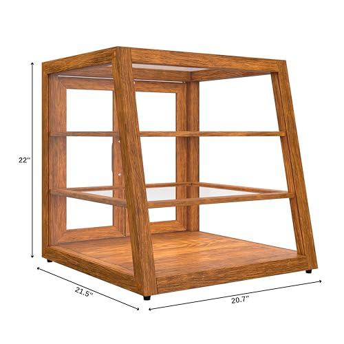 KoolMore 21 in. Light Wood Slanted Countertop Dry Bakery Display Case, Bread, Pastry and Dessert Display with Tempered Glass - color: Light Wood / Slanted, size: 21 in.