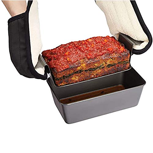 double-piece healthy meat pie baking pan, with drip tray, grey 12.2-inch non-stick cooking pan, rectangular meat pie tray, non-stick carbon steel baking pan, with pull-out serving function