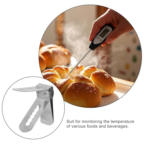 NUOBESTY Thermometer Probe Clip Food Thermometer Holder for BBQ Grill Cooking Baking and Brewing Strong Grip Probe Holder for Temperature Reading 1.65 X 1.57 X 0.59in 1 Pack