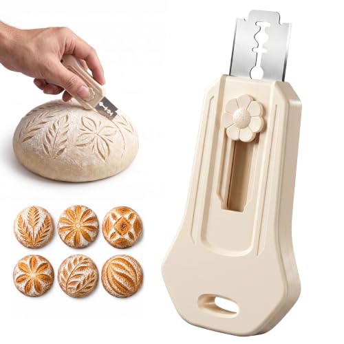 Bread Lame Sourdough Scoring Tool, Dual Sided Magnetic Bread Knife - color: Cream