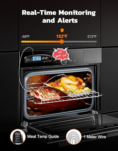 Instant Read Meat Thermometer Digital for Cooking with Dual Probe - color: Black
