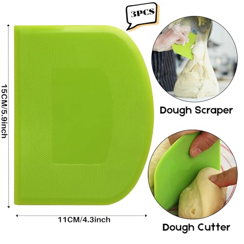 SURDOCA Dough Scraper Bench Scraper - 3P 5.9x4.3" Plastic Flexible Bowl Scraper, Sharp Edge & Angles Cake Scraper. Non-Slip Bakeware Decorating Tools Sculpting & Modeling Tools - Blue+White+Blue - color: Blue+White+Blue, size: 15x11cm/5.9x4.3''