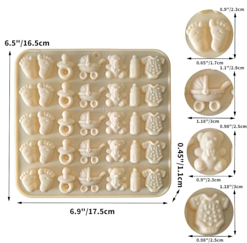 3Pcs Chocolate Mold - Onesie Pacifier Silicone Mold, Bite Size Chocolate Candy Molds for Cake Cupcake Decoration - color: Baby Shower Molds