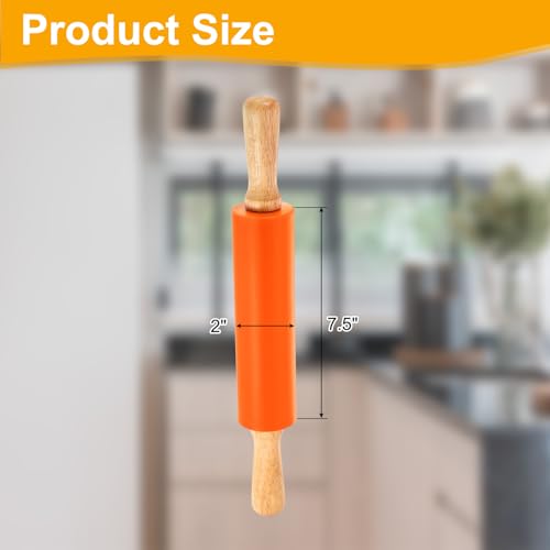 uxcell 7.5 Inch Silicone Rolling Pin Small Dough Roller Orange - color: Orange, size: 7.5 Inch