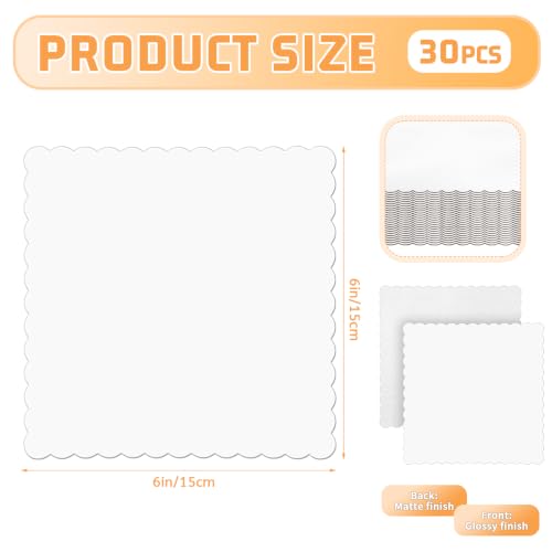 30 Pack 6x6 Inch White Square Cake Boards, Food-Grade Cardboard Wave Cake Board Disposable Corrugated Dessert Food Cupcake Base for Thanksgiving Halloween Christmas Valentine's Day - size: 6 x 6 Inch - 30Pack