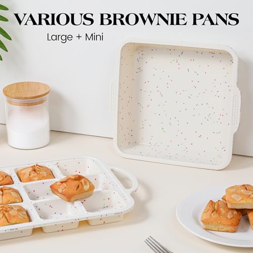 Mini Brownie Pan with Dividers, 12 Cup Square, Cream - color: Square, size: 2.5 inch