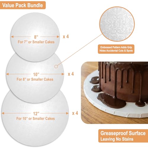 0.5" Cake Drums 8, 10 & 12 Inch (3 Sizes, 12 Pack Total) Value Bundle - size: 8"+10"+12"