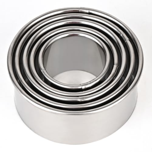 5-Piece Round Cookie Cutters Set (1.37"-2.55"), Stainless Steel Doughnuts Circle Cutters for Baking, Pastry & Vegetable Garnishes