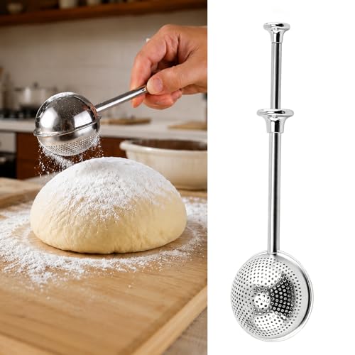2Pcs Flour Duster Sifter for Baking,304 Stainless Steel Powdered Sugar Shaker Duster with Handle Small Sifter Tool Baking Supplies for Home Bakers Flour Sugar Spices Dusting Wand Kitchen Gadgets
