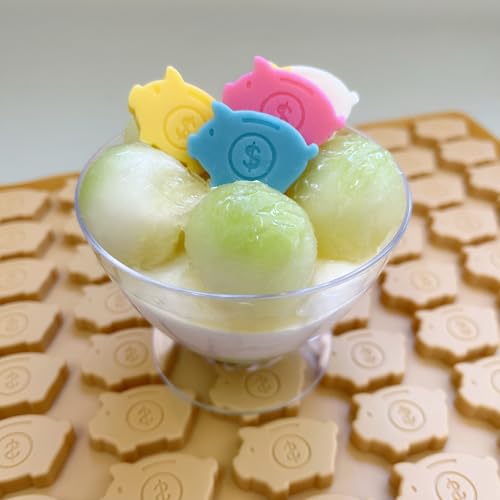 Adorable Piggy Bank Silicone Molds for Homemade Chocolates, Gummies, Candies with Scraper - color: Yellow
