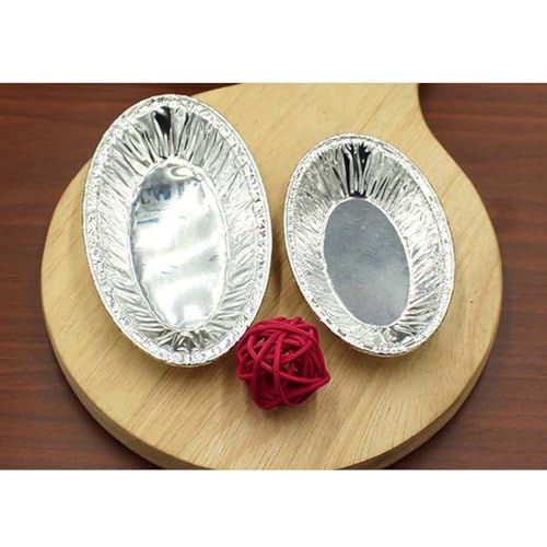 250Pcs Disposable Foil Egg Tart Cups Oval Mini Baking Pans Small Baking Cups for Tarts Quiches and Oysters Holder