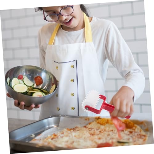 GALPADA Pizza Dough Red Plastic Stainless Steel Hand Roller Tool
