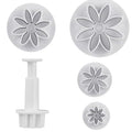 4Pcs Daisy Fondant Cutter, Flower Cookie Cutters, Chrysanthemum Plunger Cutters, Flower Molds for Fondant, Decoration Embossing Tool