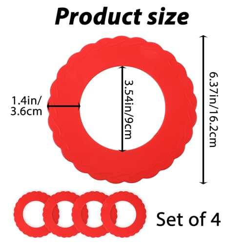 4 Pcs Mini Pie Crust Shields, Pie Crust Protector for Edges Baking Silicone Crusts Shield for 4 to 6 in (Red)