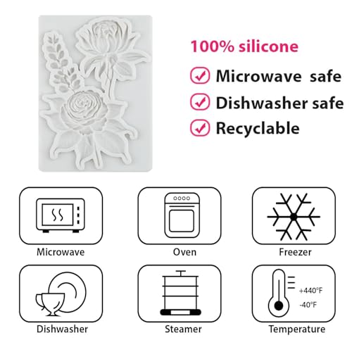 Flower Silicone Mold Peony Rose Carnation Fondant Molds Set of 4 - color: Style Q