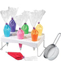 LEILINLIFE Piping Bag Shelf Cake Decorating Icing Bag Stand 12-Cavity Cream bag Holder With Mini Sieve