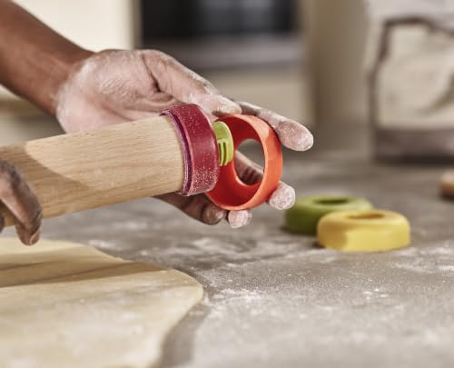 Joseph Joseph PrecisionPin - Rolling Pin with adjustable pastry thickness, Baking and dough rollers, Beech Wood, Multicolor - color: Multicolour