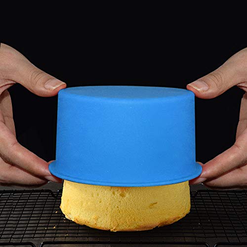 Silicone Mini Round Cake Molds, 4 Inch, Blue, Reusable, Non-Stick, Microwave, Oven, Freezer Safe - color: Blue