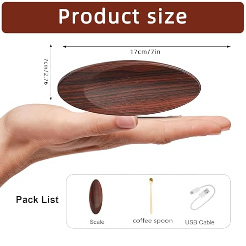 0.1g Rechargeable Portable Tea Scale - Coffee & Loose Leaf - color: Walnut