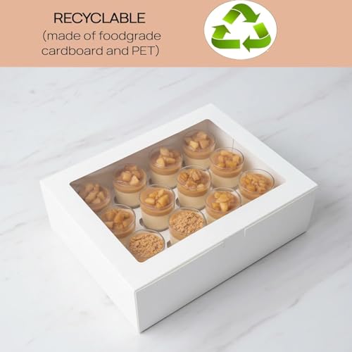 Dessert Shooter Boxes, 6-Pack, Holds 12 Count 5 oz Dessert Shooters, Food-Grade Carrier Containers - color: White