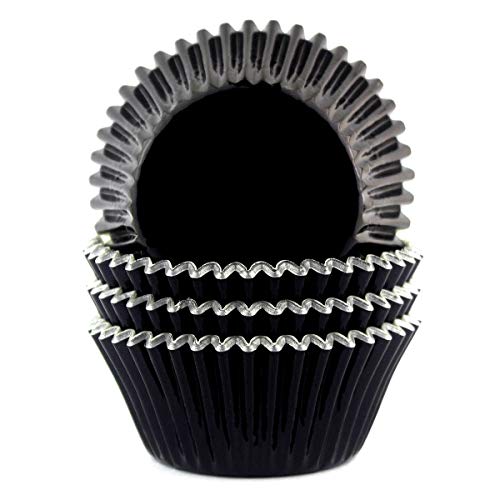 Foil Cupcake Liners Standard Paper Baking Cups 100 Pcs (Black) - color: Black