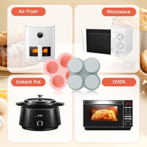 Silicone Air Fryer Egg Mold and Cupcake Pan, Muffin Tin with Oil Brush, Non-Stick Molds for Air Fryer Toaster Oven, 2Pcs Egg Molds
